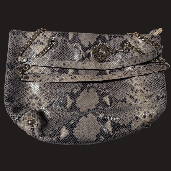 Michael Kors Python Snakeskin Jet Set Tote /Goldtone Chain Straps & Hardware - Picture 6 of 13